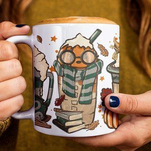 Potter Coffee Mug - Cute Pumpkin Spiced Lattes - Ceramic 11oz